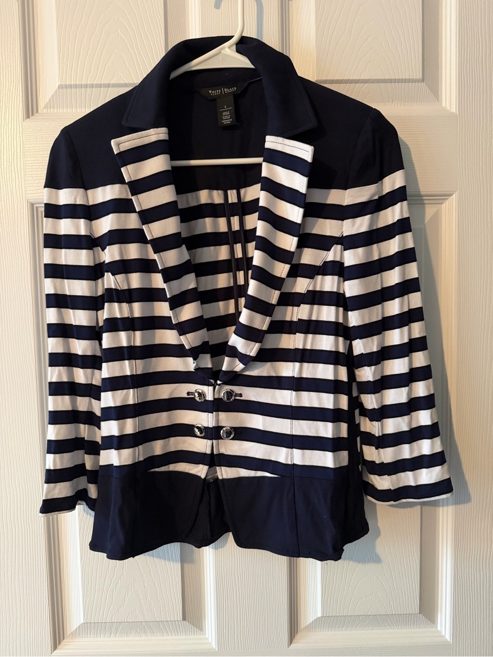 White House Black Market Navy & White Striped Blazer